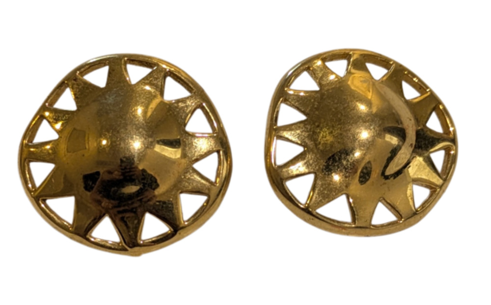 Liz Claiborne Gold Tone Sunburst Round Post Earrings